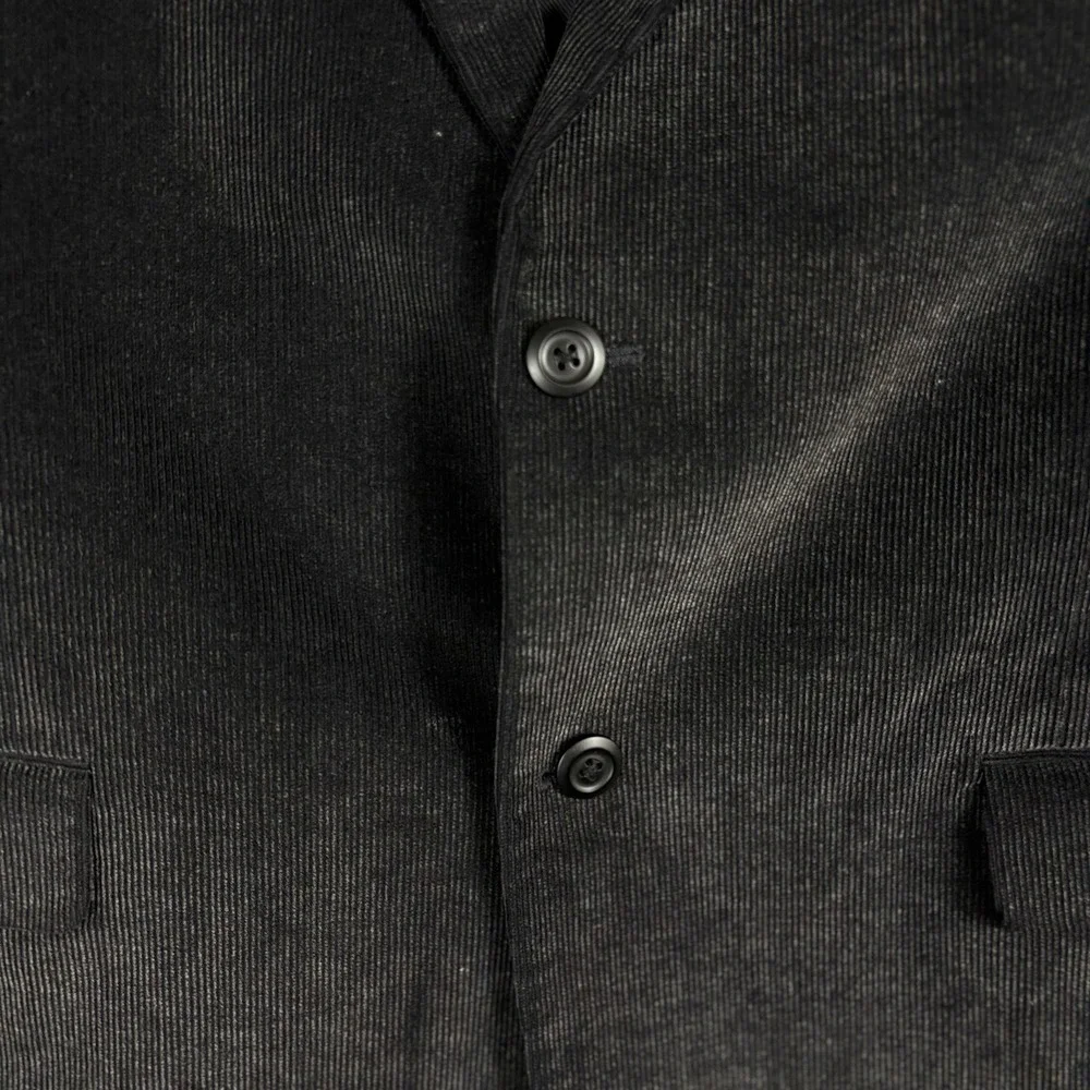 Alan Flusser Men's 44L Black Corduroy Two Button Single‎ Vent Lined Sports Coat